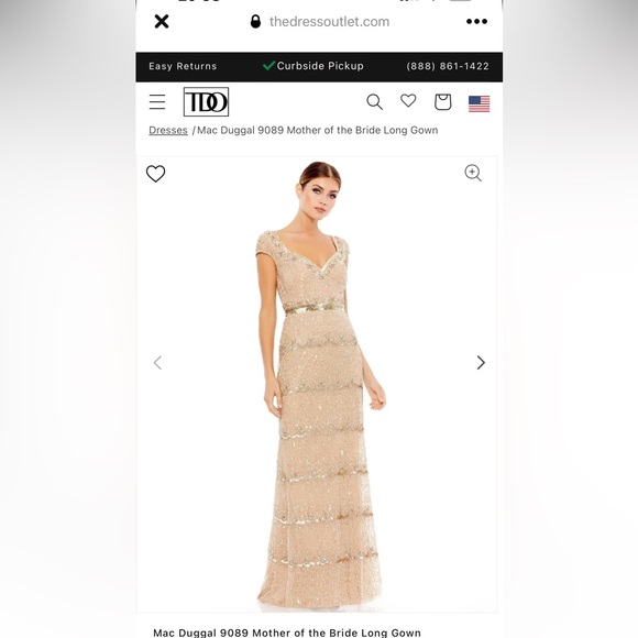 Mac Duggal Evening Beaded And Sequined Column Gown Nude Size 8 NWT - Picture 1 of 4